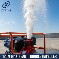 Pompe à incendie à essence haute pression à 3 sorties, 7 CV, 212 cm³, portée de 125 m, portable pour la construction, l'agriculture et les urgences