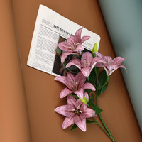 Herbstfarbene 5-köpfige Lilien, Künstliche Blumen für Heim- und Restaurant-Dekoration, Hochzeits- und Verlobungs-Kunstblumen
