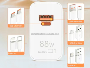 Cargador Superrápido SuperCharge Max de 88 W con Dos Puertos, Enchufe Europeo, Adaptador USB A, Cargador USB C Gan para <span class=keywords><strong>Huawei</strong></span> Mate 60Pro 50 P60 Honor Nova P40 - Product Image 6
