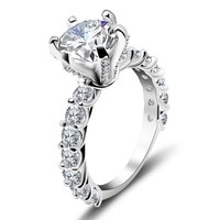 Fabrication sur mesure pour femmes, argent sterling S925 plaqué rhodium/platine, moissanite 8*8mm 2 carats certifiée GRA, six anneaux de luxe