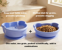 Bol pour animaux de compagnie en silicone en forme d'animal BPlus, base monobloc avec languette de retrait, paroi profonde pour garder les croquettes et l'eau pour chien et chat