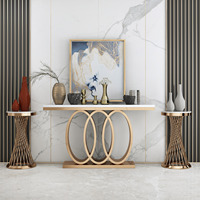 Console de rangement pour meubles d'intérieur, en marbre, en acier inoxydable, doré, de haute qualité, 1 pièce