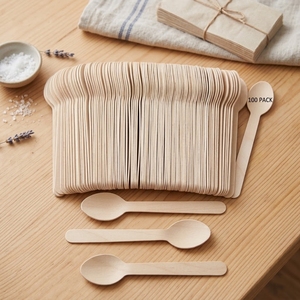 Cuillère en <span class=keywords><strong>bois</strong></span> jetable, vaisselle écologique, 100% non toxique, ensemble de <span class=keywords><strong>couverts</strong></span> biodégradables pour restaurant, restauration, à emporter - Product Image 1