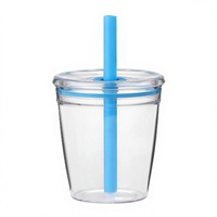Gobelet en plastique PC de 450 ml (16 oz) avec logo personnalisé, sans BPA, avec couvercle et paille, anti-fuite, écologique, compatible lave-vaisselle, pour la salle de sport