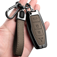 Étui de protection en alliage de zinc et cuir pour clé de voiture Mitsubishi Outlander 2022 2023 2024 2025, coque de télécommande 3 ou 4 boutons, accessoires