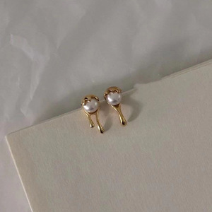 WENCHI Boucles d'oreilles fines en argent S925, accessoires DIY pour perles avec perles rondes de 7-7,5 mm, modèle support vide mignon 11213 Chine - Product Image 2