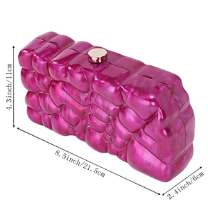 Sac de soirée irrégulier en acrylique pour femme, pochette de mariage en forme de coquille, sac à main marbré pour rendez-vous et shopping avec chaîne détachable - Product Image 2