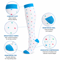 Chaussettes de compression colorées à pois, hautes jusqu'aux genoux, respirantes, pour le sport, la course, les voyages et le quotidien
