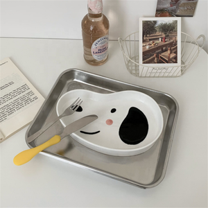 Articles <span class=keywords><strong>de</strong></span> table en céramique, en forme <span class=keywords><strong>de</strong></span> tête <span class=keywords><strong>de</strong></span> chien <span class=keywords><strong>de</strong></span> dessin animé, assiettes à dîner pour enfants, assiettes pour fête à la maison, utilisé - Product Image 3