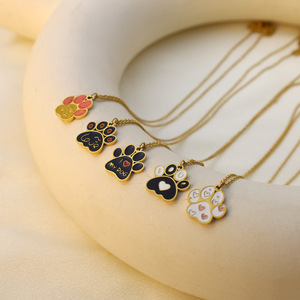 Animal Paw Print Pendant Necklace Gold Chain Unisex Fashion Jewelry For Pet Lovers - Product Image 3