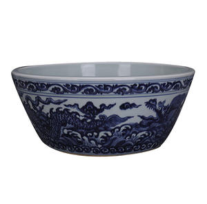 प्राचीन चीनी नीले और सफेद ड्रैगन पैटर्न चीनी मिट्टी के सजावटी मछली का कटोरा बड़ा सिरेमिक फ्लावर पॉट घर की सजावट - Product Image 4