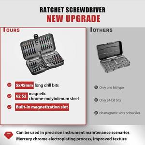 New OEM Steel 66-in-1 Ratchet <b>Screwdriver</b> <b>Set</b> with Magnetic Tip Industrial Grade Multi-functional Household Tool with S2 <b>Bits</b> - Product Image 5