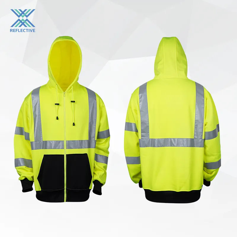 LX 하이 퀄리티 안전 후드 반사 재킷 안전 반사 건설 재킷 보안 재킷 코트