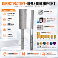 Yaqintungstène acier ongles tige de meulage manucure tige droite polissage ongles conseils étape outil enlever la peau morte ongles tête de polissage