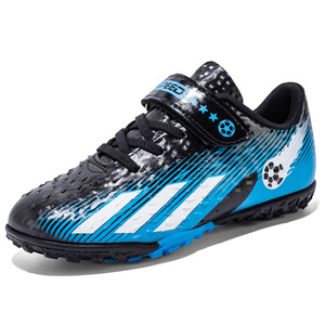 Zapatos de Fútbol para Niños, Parte Superior Sintética, Suela de Goma, Azul y Negro, Tacos para Entrenamiento en Interiores - Product Image 1