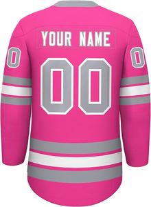 Nueva Camiseta de Hockey sobre Hielo de Poliéster Rosa con Sublimación - Product Image 2
