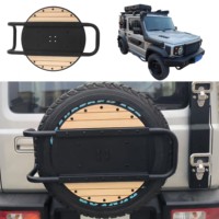 Pour Suzuki Jimny 2018+ 3/5 portes, style rétro, décoration de roue de secours, nouveau couvre-roue de secours en fer et bois, accessoires extérieurs