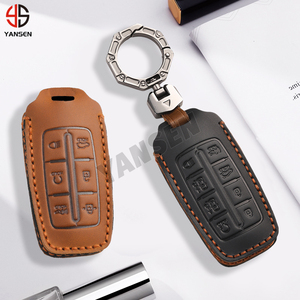 Lüks deri araba anahtarı durum kapak tutucu anahtar kabuk için <span class=keywords><strong>Hyundai</strong></span> Genesis G80 GV70 GV80 2019 2020 2021 2022 anahtarlık aksesuarları - Product Image 4