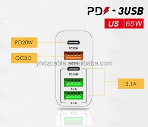 New PD65W Quick Charge QC3.0 Charger Multi Port Mobile Phone Charging Head 2PD+3USB EU US UK <b>Plug</b> <b>Adapter</b> - Product Image 6