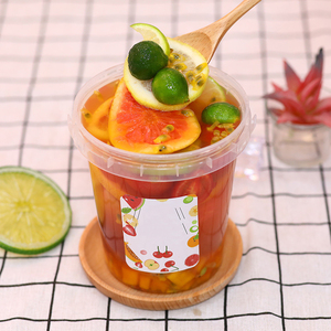 Seau à thé aux fruits jetable de 1000 ml en gros, seau à thé au lait épaissi avec couvercles et poignée - Product Image 4