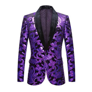 Shiny <strong>Green</strong> Floral Sequin Tuxedo Blazers Men One Button Shawl Collar Dress Suit <strong>Jacket</strong> Party <strong>Dinner</strong> Wedding Prom Singer Costume - Product Image 1