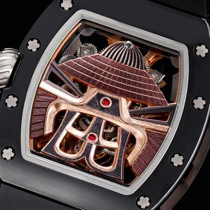 Montre mécanique automatique pour homme, classique, de forme tonneau, ajourée, personnalisée, décontractée, avec éclairage nocturne, en fibre de carbone noire, style Jedi - Product Image 6