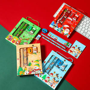 Set alat tulis pensil 3CT, penghapus, rautan pensil, penggaris, hadiah menggemaskan untuk hadiah Natal Anak perempuan dan anak laki-laki - Product Image 1