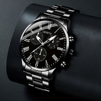 Ensemble de 4 pièces : Montre à quartz pour homme, collier avec pendentif flèche, bracelet et bague, ensemble cadeau de luxe pour homme