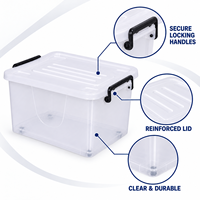 Boîte de rangement domestique personnalisée 15L, conteneur transparent, organisateur pour jouets, placard, fournitures d'artisanat