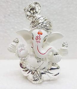Figura Decorativa de Ganesha Ganpati en Acero Inoxidable Plateado de 3.5 Pulgadas, Hecha a Mano, Ideal para Cumpleaños y Bodas - Product Image 2