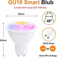 Ampoule LED intelligente Antela Gu10 AC 85-265V 4,5W 350Lm 25000 heures WifiRgb Contrôle par application Alexa Google Assistant Garantie de 2 ans