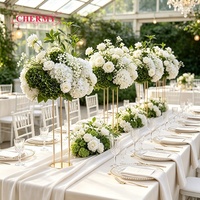Décor de fond de scène de mariage personnalisé en usine, 40cm, 50cm, 60cm, avec boules de fleurs de roses bordeaux et chemins de fleurs bordeaux