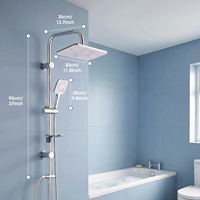 Ensemble de douche à main en plastique ABS avec garantie de 2 ans, buse en silicone, colonne de douche en acier inoxydable brossé sans robinet, salle de bain