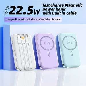 สายชาร์จในตัว โทรศัพท์มือถือ ชาร์จเร็ว USB Type C พาวเวอร์แบงค์แบบกำหนดเอง 10000 มิลลิแอมป์ชั่วโมง รองรับ PD 22.5w พาวเวอร์แบงค์ไร้สายแม่เหล็ก 10000 มิลลิแอมป์ชั่วโมง - Product Image 3