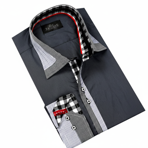 เสื้อผู้ชายพิมพ์เรขาคณิตสีเทา - Product Image 2