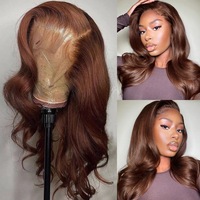 Perruques sans colle Body Wave en cheveux humains, Lace Frontal HD 13x6, couleur brun chocolat, vente en gros, perruques en cheveux humains indiens bruts