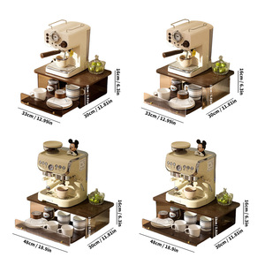 Coffee <b>Storage</b> Rack 2 Tier Wood With Glass Tray For Living Room Tableware Organization - Product Image 5