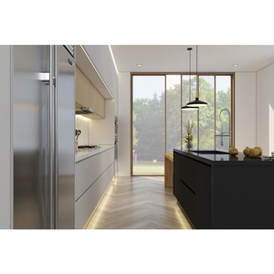 CBMmart Black Matt Lacquer European <strong>Style</strong> Ready Assemble Modular Islands Handles Cheap Laminated Modern Custom Kitchen Cabinet - Product Image 3