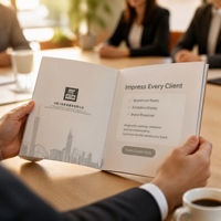 Service d'impression de brochures d'entreprise 250x250mm avec estampage à chaud argenté sur papier spécial et reliure parfaite