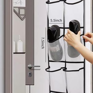 Over The Door Shoe Organizer 14 Mesh Pockets Hanging Rack For Closet Storage White 2 Pack - Product Image 3