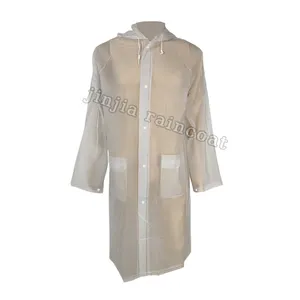 OEM logo full length white vinyl rainwear rain cover waterproof clear transparent long rain jacket PVC raincoats