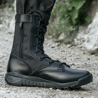 Bottes tactiques légères avec fermeture éclair, bottes noires pour l'extérieur, respirantes, antidérapantes, amortissantes