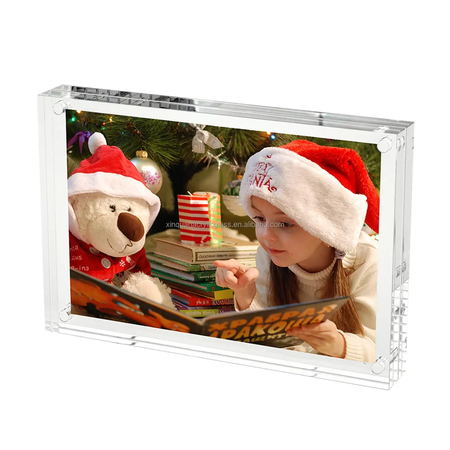 Acrylic Cube Photo Frame Transparent Double-Sided Desk Photo Frame For Bedroom Living Room Home Office Freestanding Photo Frame