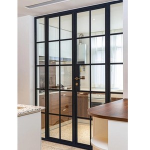 2024 phong cách hiện đại kính và thép cửa trước lưới thiết kế cửa kính khung gird cửa - Product Image 6