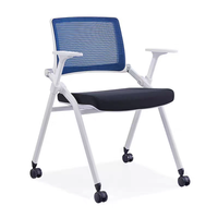 Chaise de conférence de bureau moderne pliable et mobile en acier avec roulettes en nylon et mousse haute densité pour la maison, le bureau et l'école