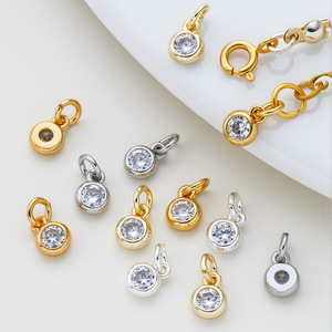 18K Gold Plated <b>Copper</b> Pendant 5mm Zircon Round For <b>Bracelet</b> Making Jewelry Findings - Product Image 3