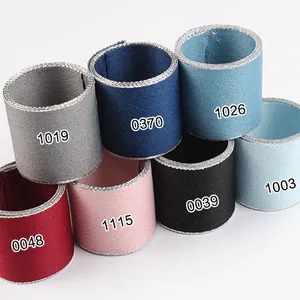 Factory Direct Double Face Polyester Ribbon With Silver Edge And Silver Weft Ribbon Gift Suppliers Ribbon