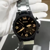 Montre chronographe à quartz pour homme en acier inoxydable de luxe, grands chiffres arabes, cadran noir, lumineuse, étanche, montre de sport FS