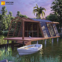 Hôtel flottant préfabriqué de luxe moderne de qualité marine, design modulaire, structure en acier galvanisé, villa flottante sur l'eau, maison flottante