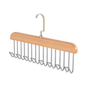 Đánh giá Nhà cung cấp boyinhangers Vintage 8-Hook móc áo bằng gỗ của nam giới quan hệ thắt lưng tủ quần áo Móc Logo nhựa gỗ móc cửa hàng túi - Product Image 1